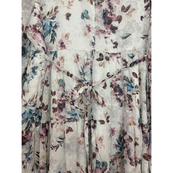 Torrid Floral Clip Dot Chiffon Tiered Mini Dress White Purple Blue Womens 2 2X - Picture 7 of 7